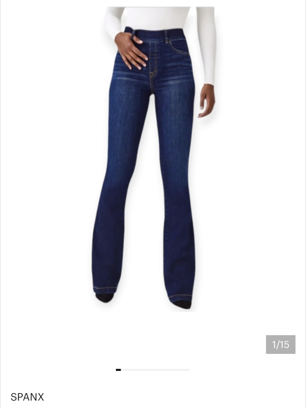 SPANX Dark Blue High-Rise Flare Jeans - Women's